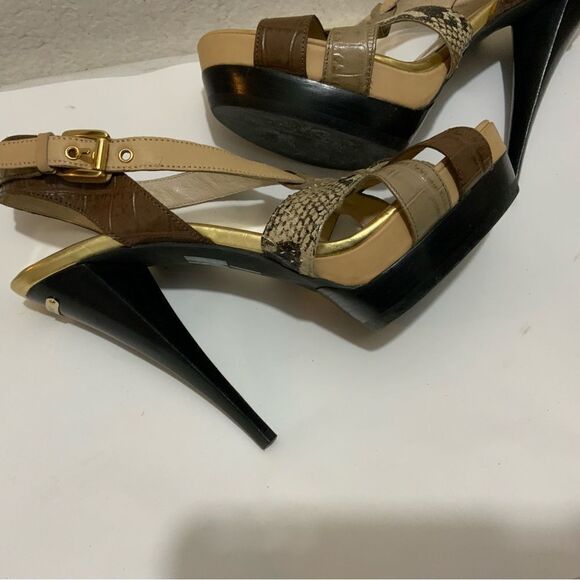 Michael Kors Niki Genuine Snakeskin Strappy Heels size 10 heels 5” - Picture 14 of 14